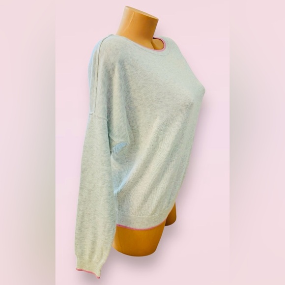 Victoria's Secret Pajama Crew Sweater Top & Satin Pants Stripes Pink - Picture 5 of 9